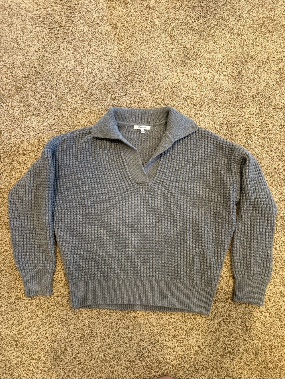 Madewell Women's Slate Grey V-Neck Polo Sweater